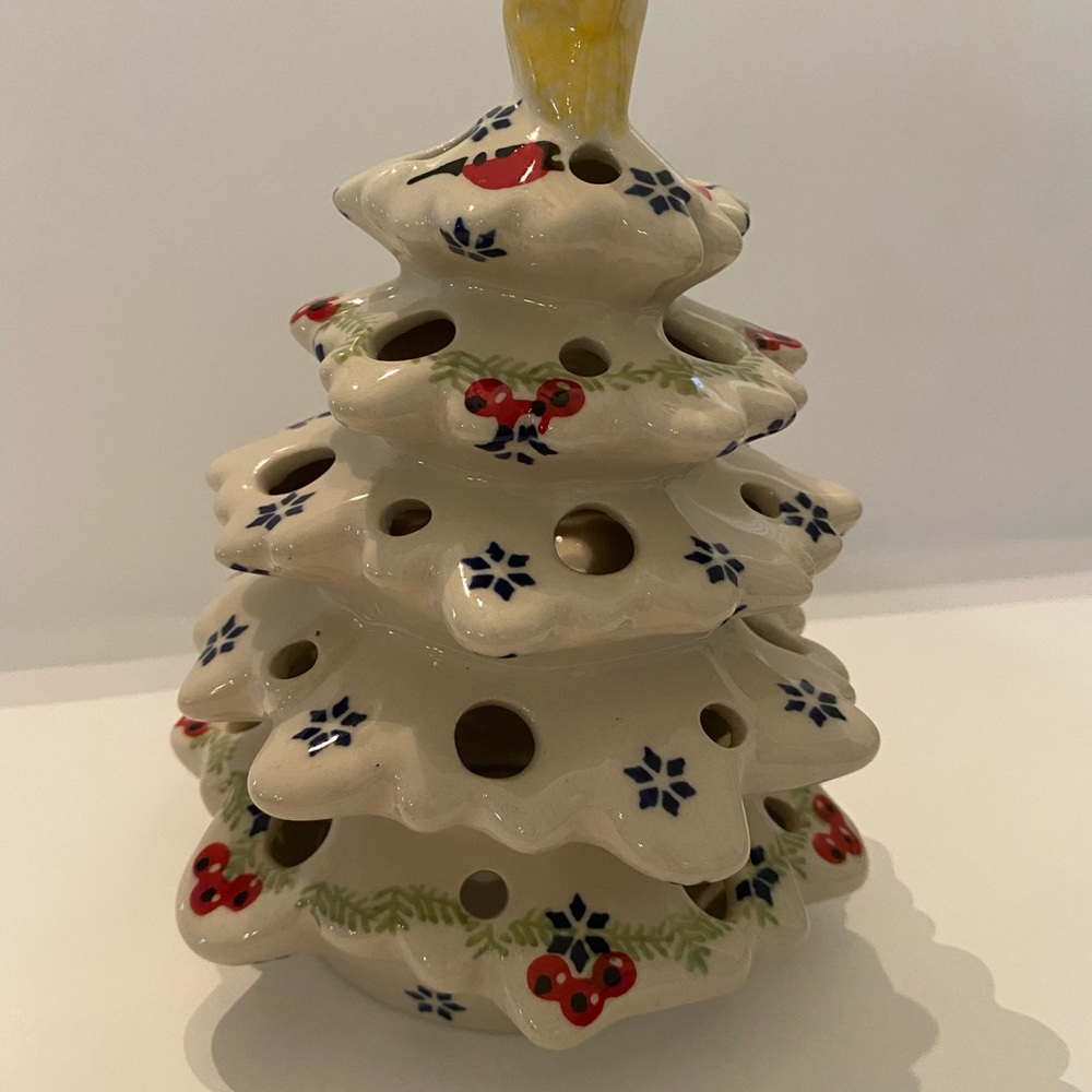 Boleslawiec Polish Pottery Christmas Tree Tea Light Candle - Picture 4 of 4